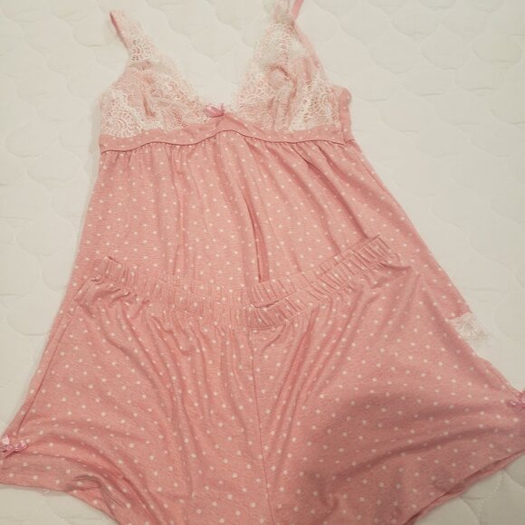 NWOT Adorable Marilyn Monroe Babydoll set Pajamas shorts Cami Pink M - Picture 4 of 6